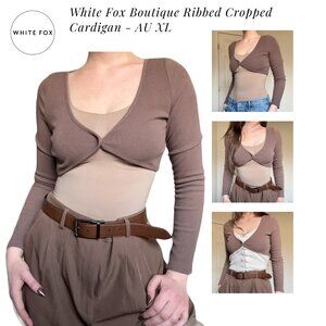 White Fox Boutique Ribbed Cropped Cardigan